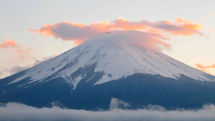 Mount Fuji Rising viewed from Hotel Konanso, Lake Kawaguchiko