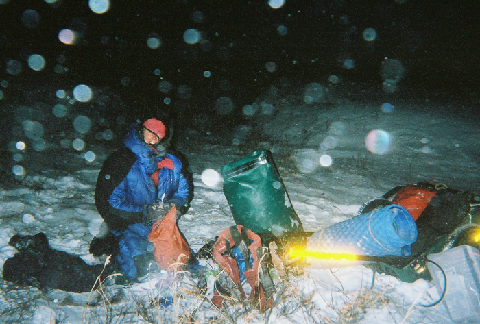 Making camp in the snow